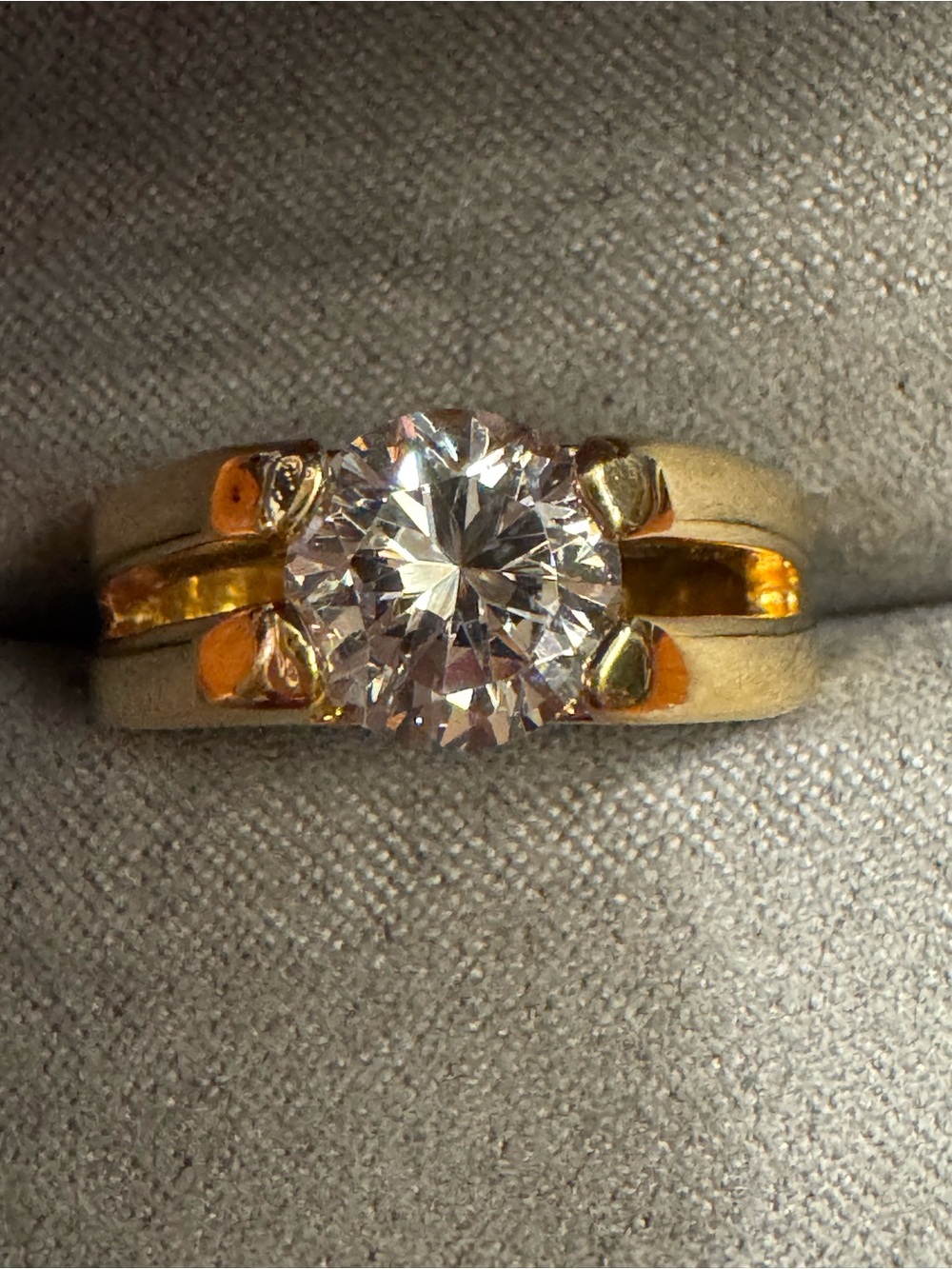 14K HGE Gold Plated Brilliant CZ Solitaire Ring - Size 7.5
